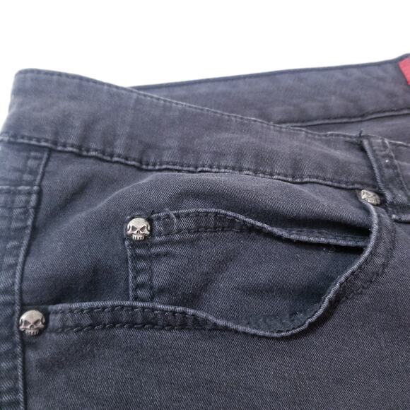 Tripp NYC Skull Studded Mid Rise Skinny Black Jeans - Picture 10 of 13